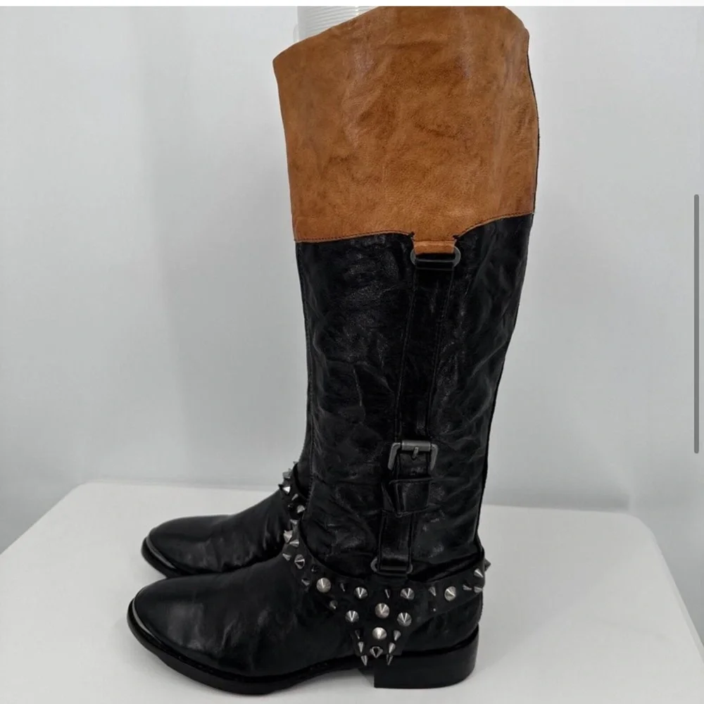 Sam Edelman Black and Brown Studded Knee-High Boots - Picture 3 of 11